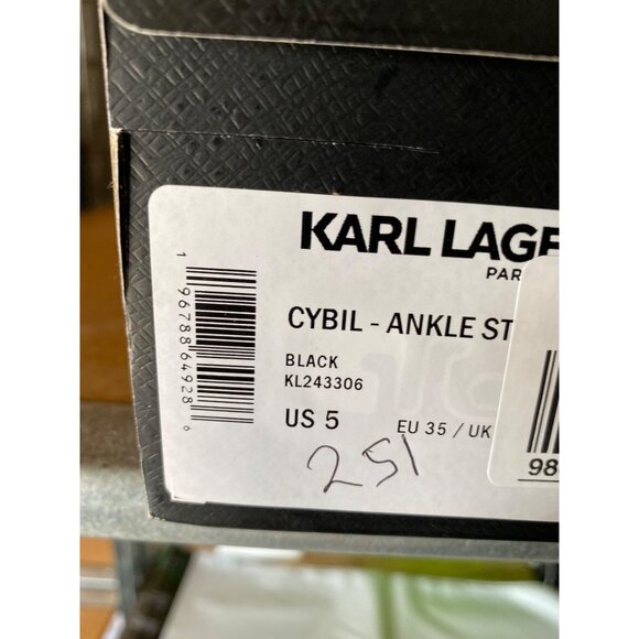 KARL LAGERFELD PARIS Womens Cybil High Heel Square Toe Sandals Black Size 5M NIB - Picture 3 of 3